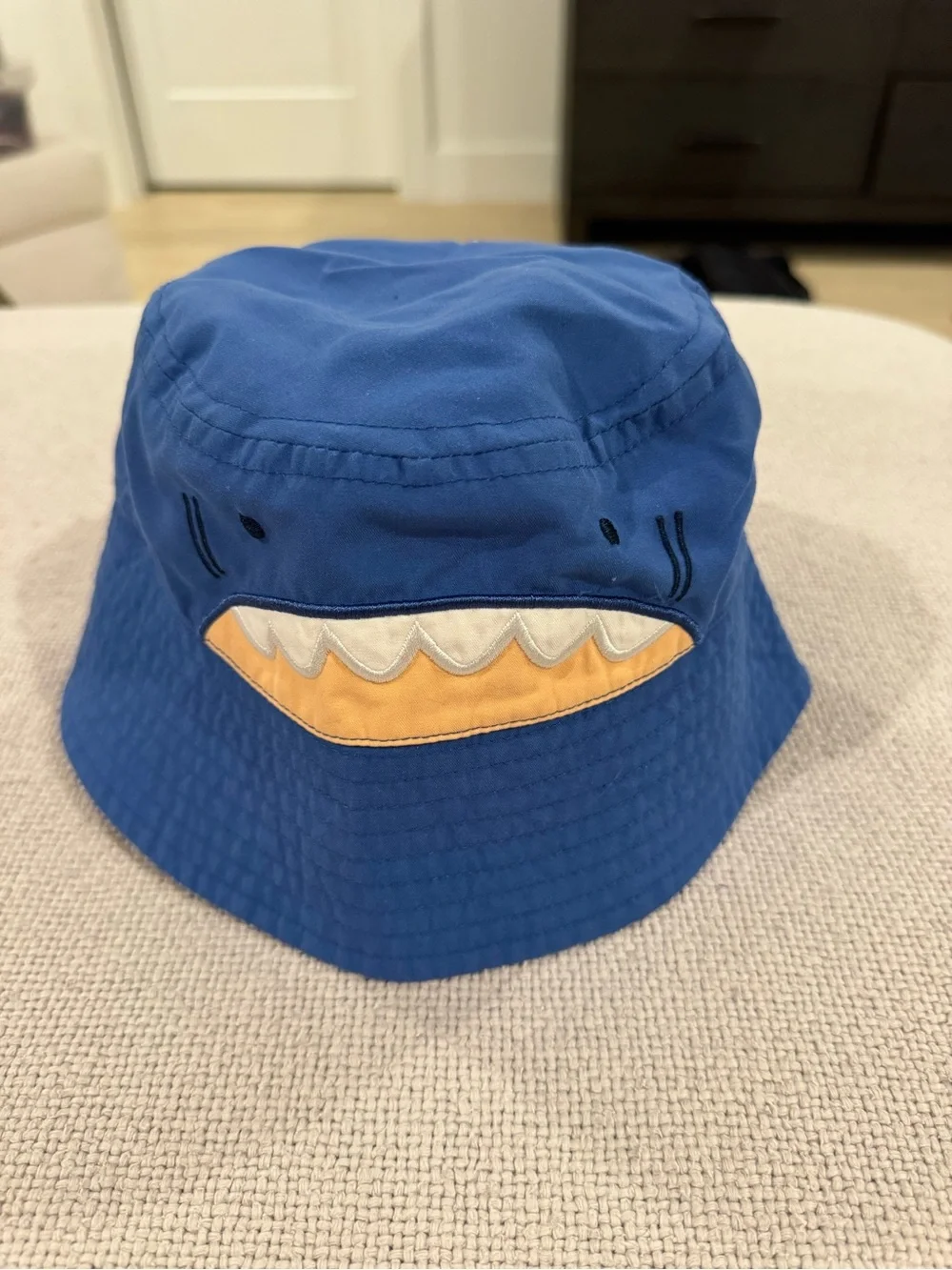 Kids Blue Bucket Hat with Shark Mouth Patch